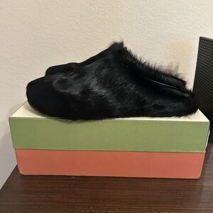 Black Marni Slides "Fur Slides"